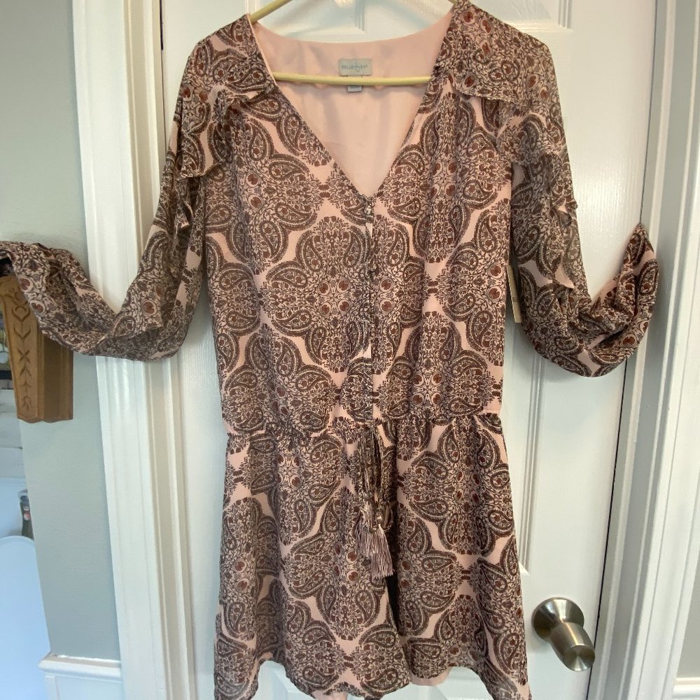 NWT~BELLE SKY PINK Paisley Long Sleeve Ruffled Romper Ladies Size Med
